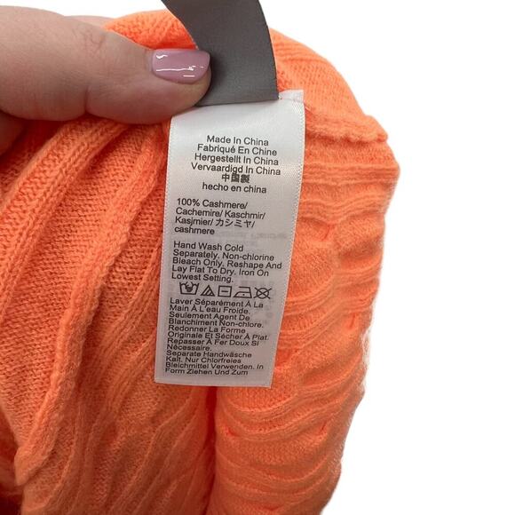J. Crew Cashmere Cable-Knit Henley T-shirt Sweater Orange Size XL - Picture 9 of 10